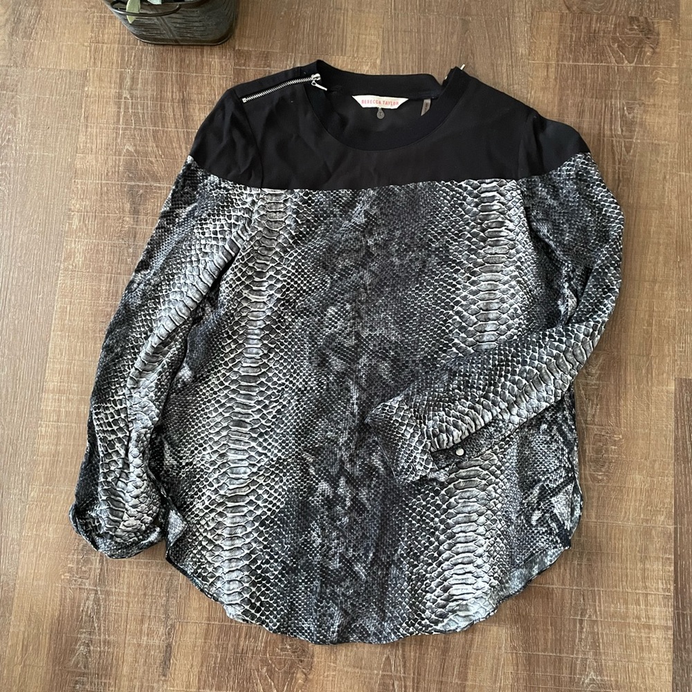 Rebecca Taylor Python Zipper Shoulder Blouse - image 1